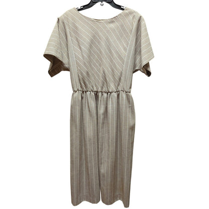 Vintage R&K Originals Pinstripe Dress Faux Wrap Short Sleeve Neutral 14