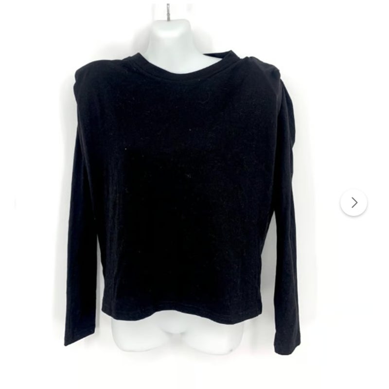 BB Dakota By Steve Madden LARGE Black Long Sleeve Shoulder Pad Top - New Women