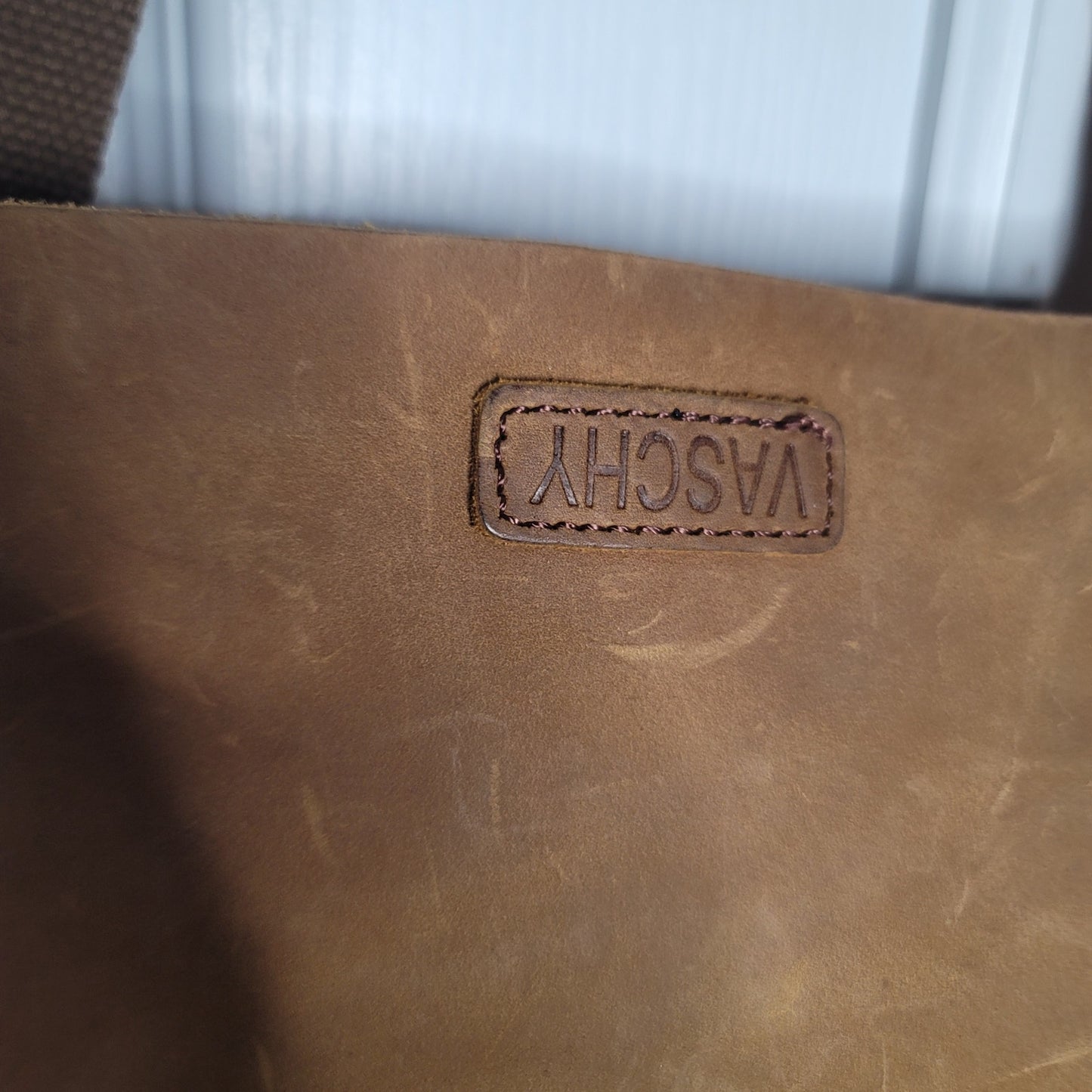 Vaschy Leather Canvas Messenger Laptop Bag Vintage Style Professional Satchel