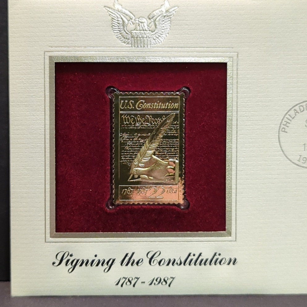 Golden Replicas of United States Stamps Collectible 22kt Gold 1988 CONSTITUTION