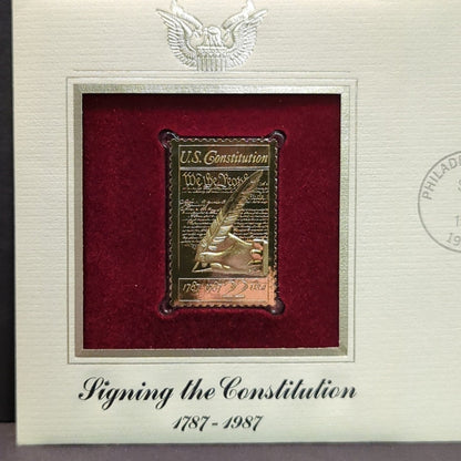 Golden Replicas of United States Stamps Collectible 22kt Gold 1988 CONSTITUTION