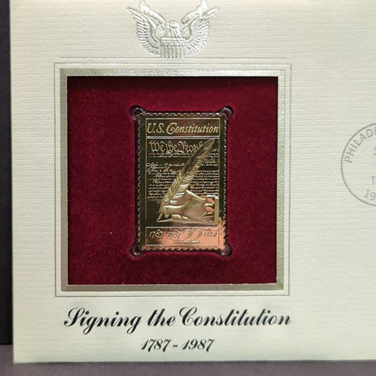 Golden Replicas of United States Stamps Collectible 22kt Gold 1988 CONSTITUTION