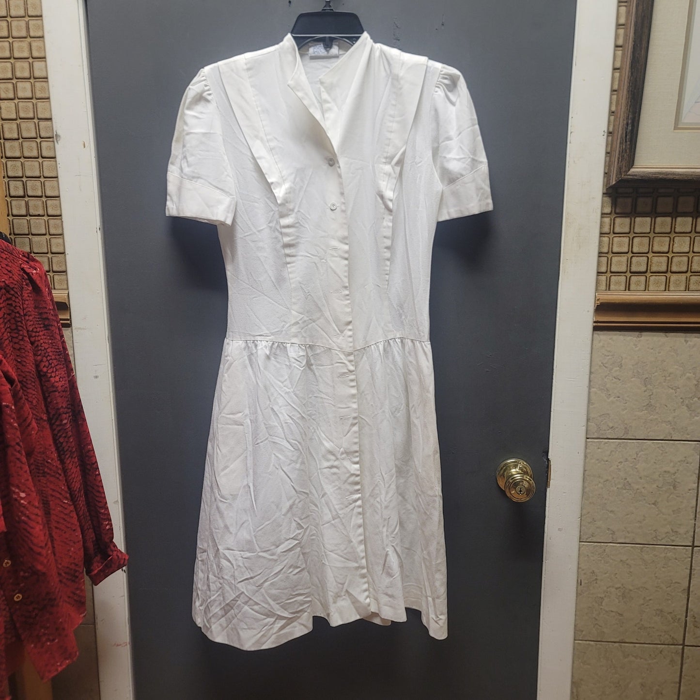 Vintage Dress Whites White Short Sleeve Nurse Uniform Dress Mid-Century Mod 10
