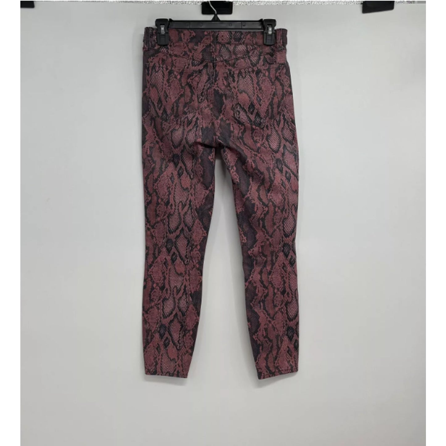 L'AGENCE Margot Aurora Coated Snake-Print Skinny Jeans Garnet Women’s 24 NEW