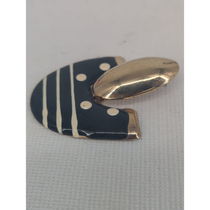 Vintage 1980s Gold-Tone & Black Enamel Geometric Dangle Clip-On Earrings