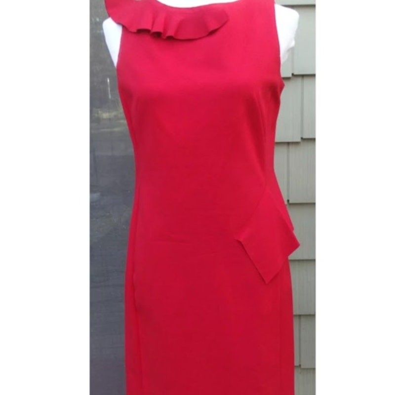 Akris Punto Jersey Sleeveless Ruffle Dress Size 6 US in Red NWT