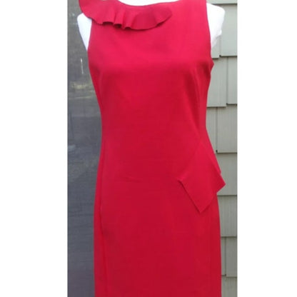 Akris Punto Jersey Sleeveless Ruffle Dress Size 6 US in Red NWT