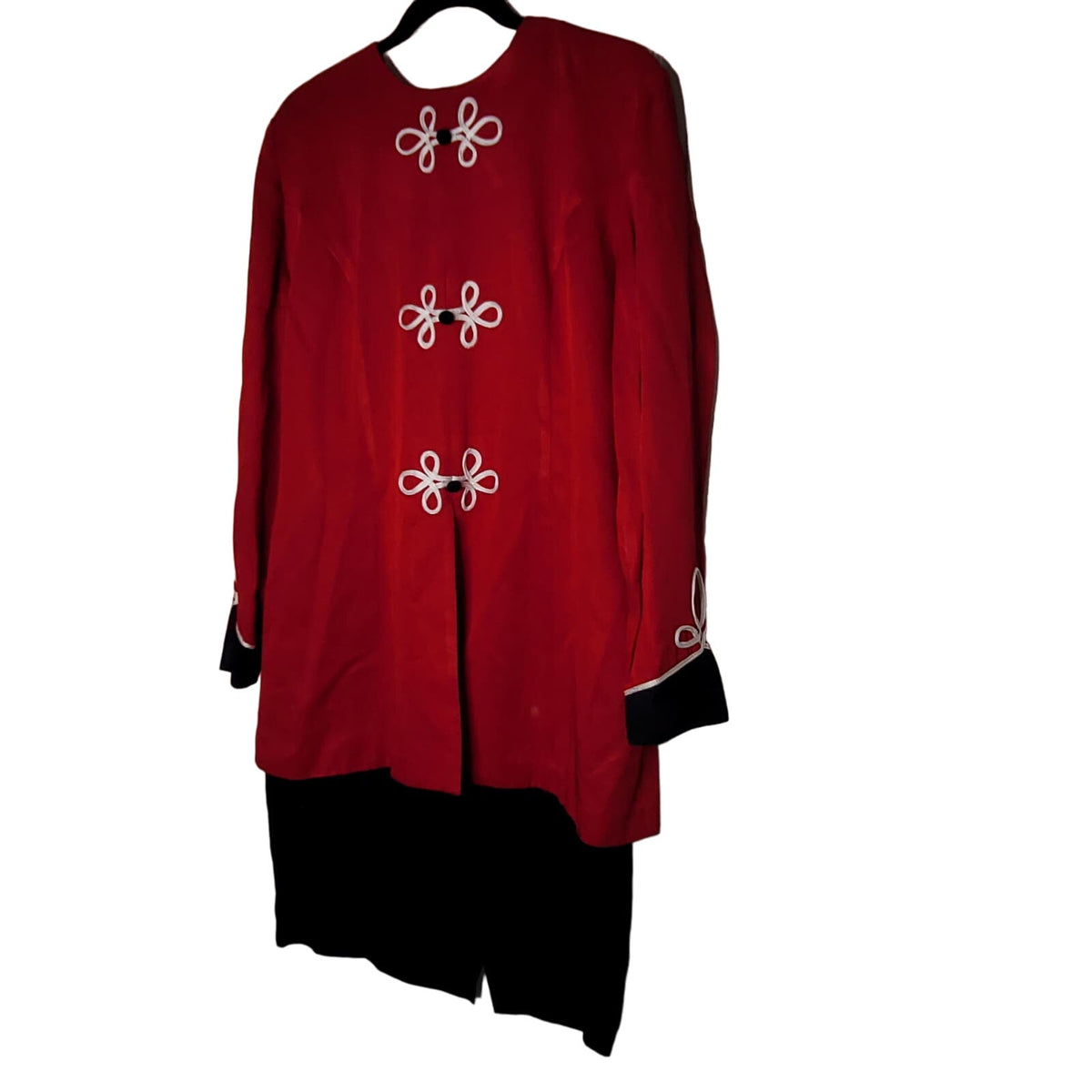 Vintage 80's DANNY & NICOLE Red white blue drop skirt dress long sleeve Large