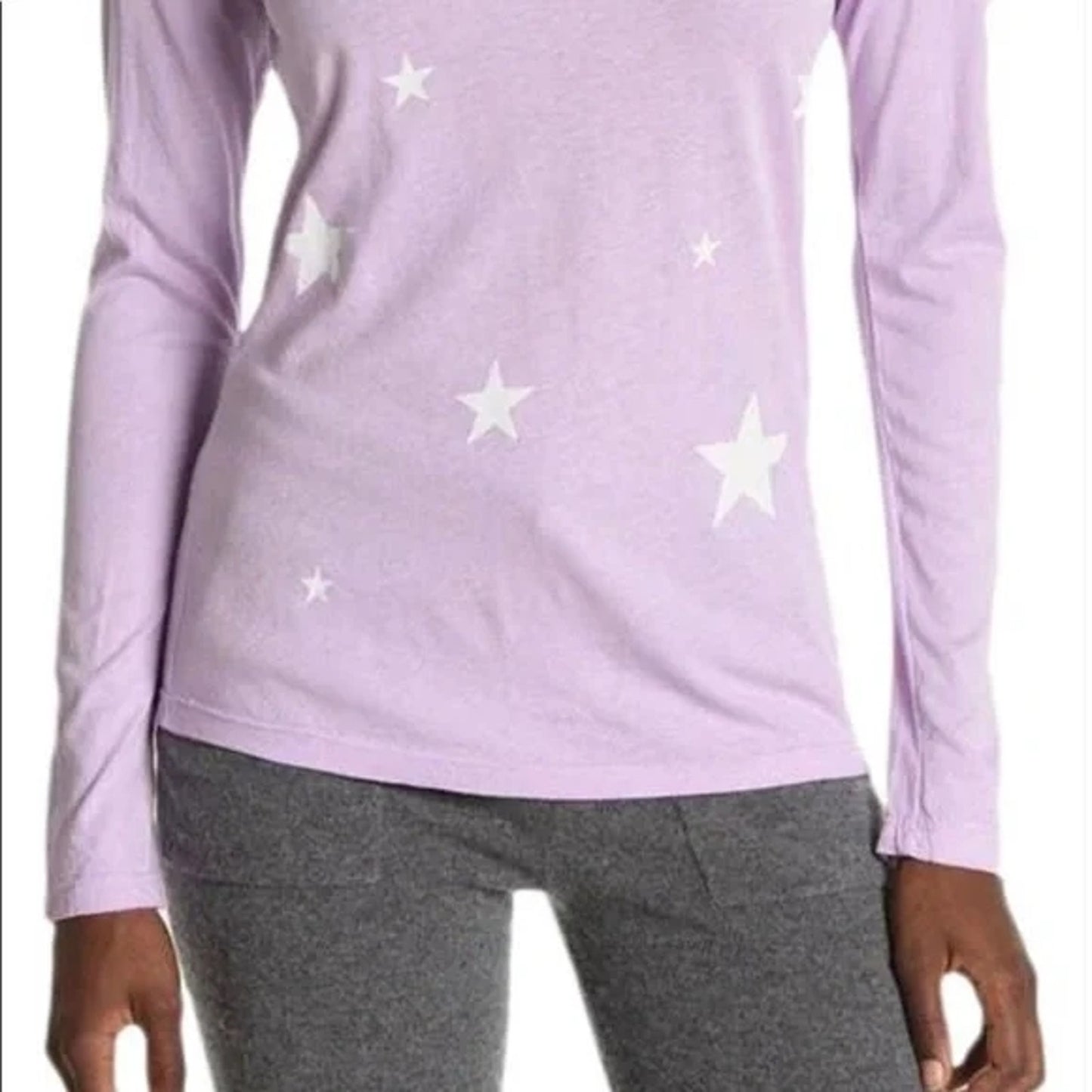 Sundry Women's T-Shirt Top Size 3 / Large Lilac Star Print NEW Scoop Neck NEW
