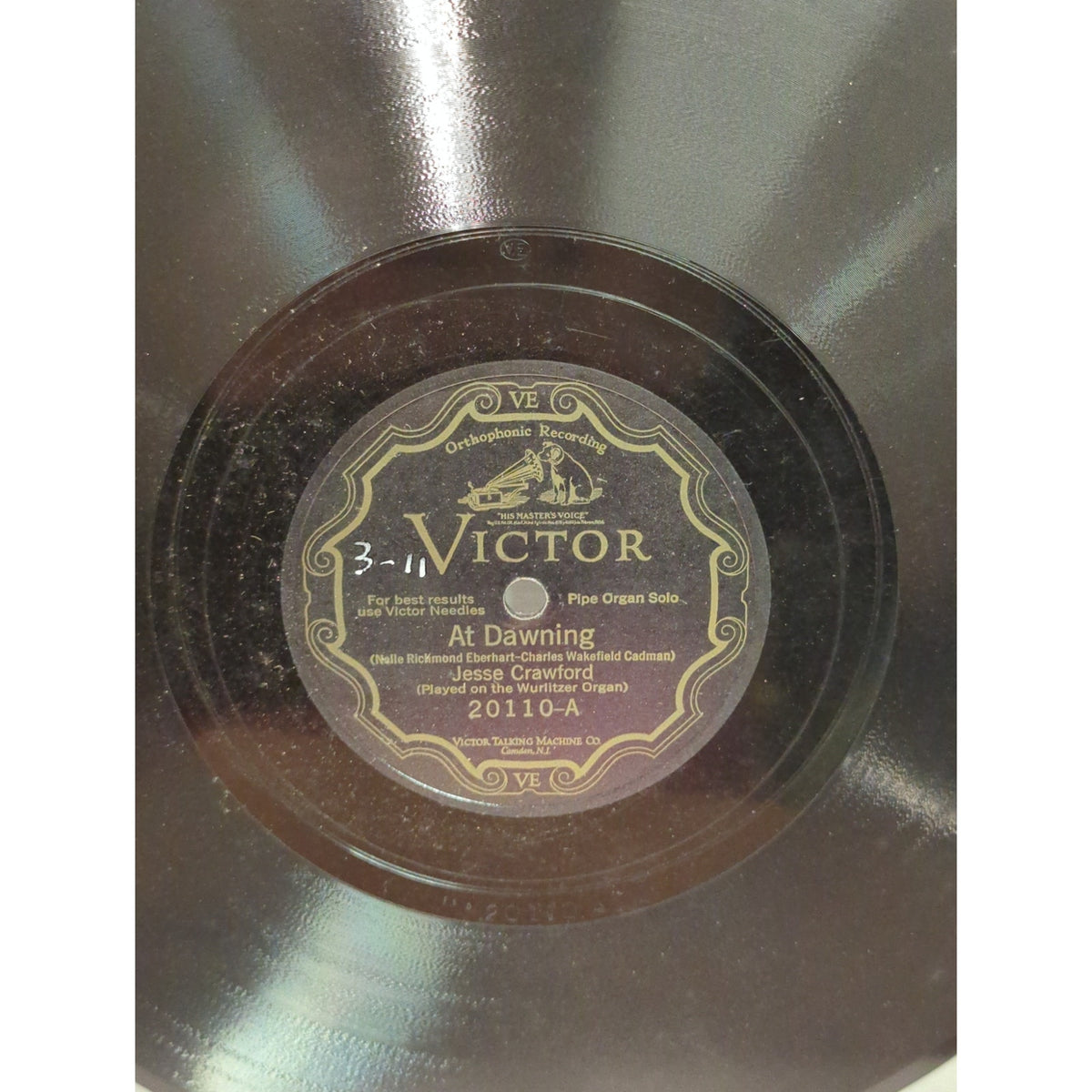 Shellac Disc Records Vintage 78 Record LP Album Disc Shellac Vinyl JESSE CRAWFORD Wurlitzer ...