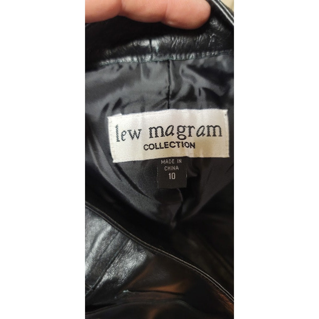 Lew Magram Size 10 Vintage Black Leather Pants fully lined 80s glam rock roll