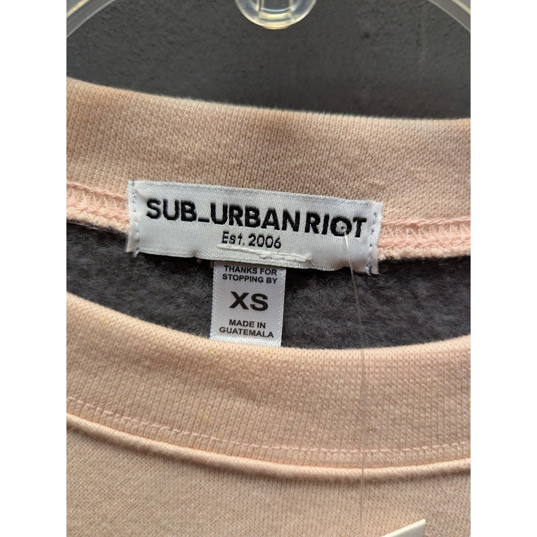 sUBURBAN rIOT  Size XS sweatshirt Chevron colorblock pink white gray long sleeve