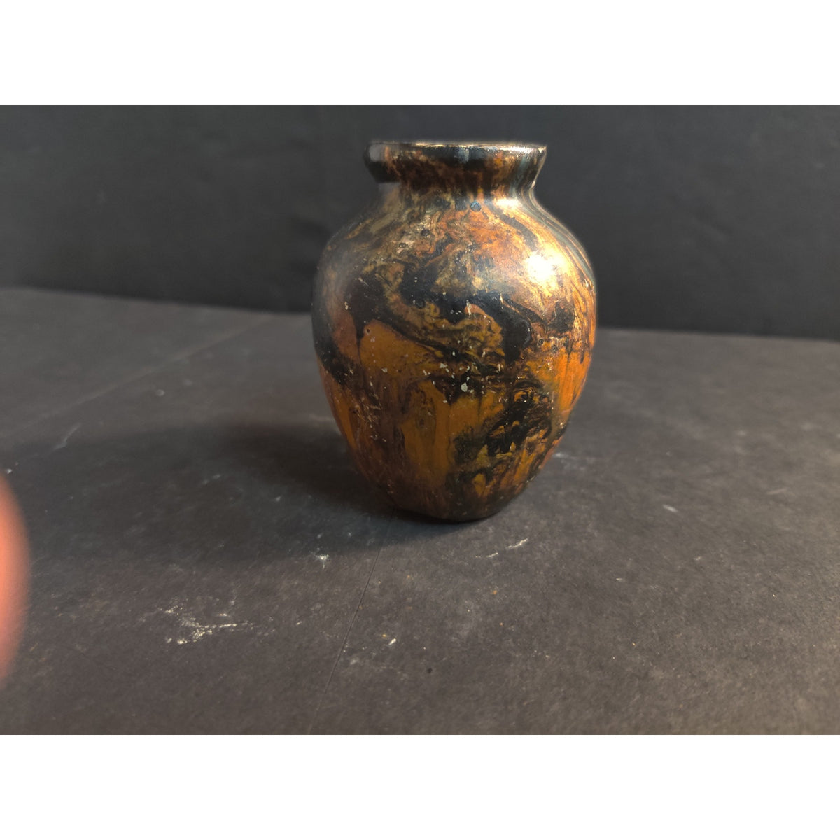 Vintage 3.6" Marbled Studio Pottery Miniature Vase Swirl Art Ceramic