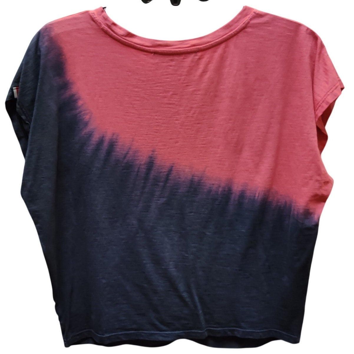 Tommy Hilfiger Dip Dye Knot Front Top Womens Medium Pink Navy Crewneck Blouse