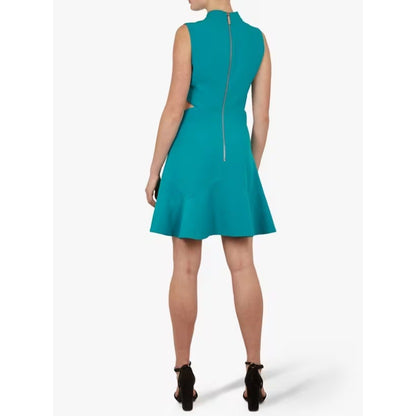 TED BAKER Size 4 Women’s Cormier Turquoise Cut Out Fluted Shift Dress NEW Blue