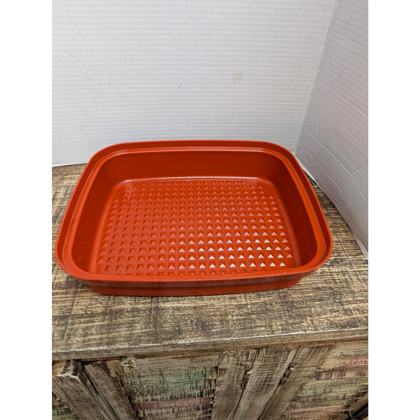 Set of 2 Matching Vintage Tupperware Square Keepers Harvest Orange Paprika