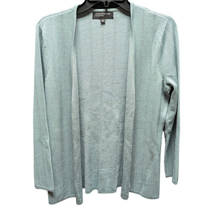 Jones New York Sage Green Textured Open Front Knit Cardigan Sweater Size Small