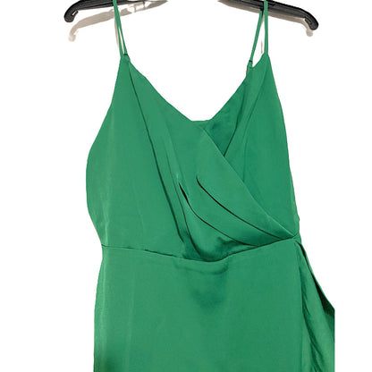 NWT Chelsea28 Midi Spaghetti Strap Drape Ruffle Gown Sz Medium in Green Peacock