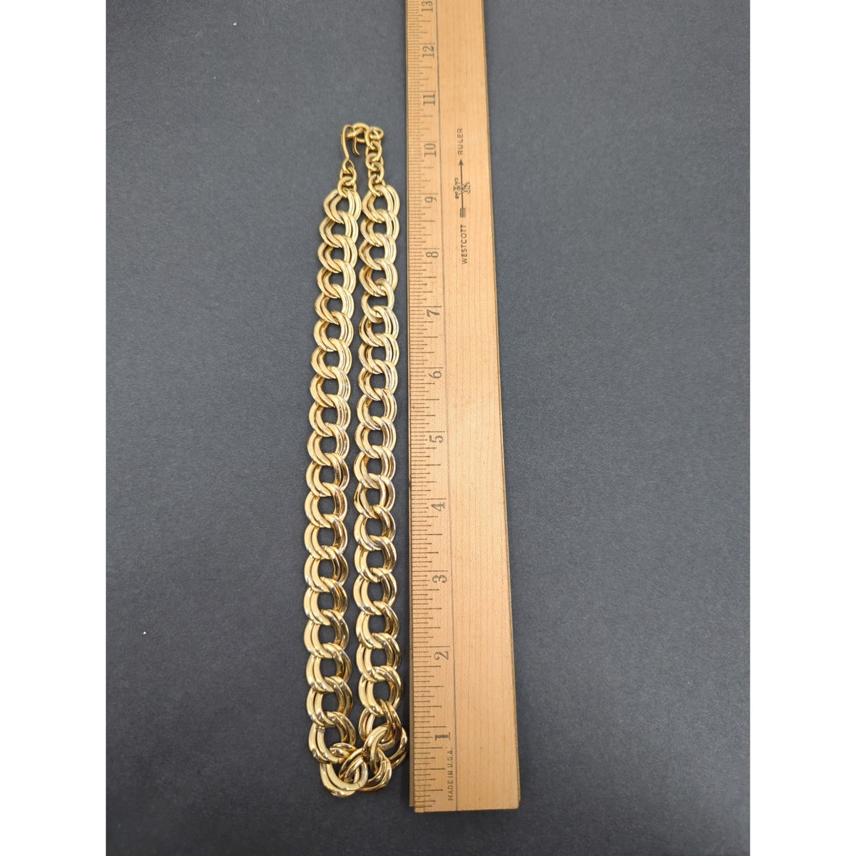 Vintage 1980s Statement Chunky Double Link Gold-Tone Chain Necklace