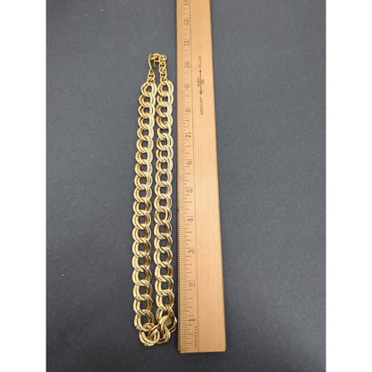 Vintage 1980s Statement Chunky Double Link Gold-Tone Chain Necklace