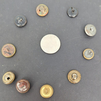 LOT of 10 Antique Vintage YSL Victorian Brass Mixed Materials Buttons ESTATE E