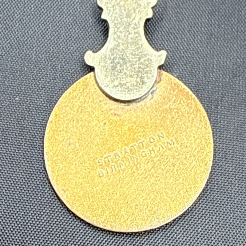 Vintage Stratton Birmingham Enamel Souvenir Spoon Gold Tone Made in England