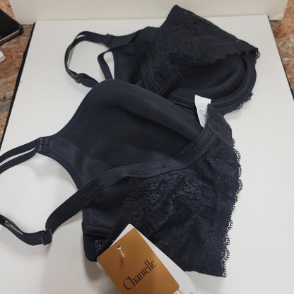 Chantelle Illusion Seamless Underwire Lace Detail Bra Black Nude Size 38DDD
