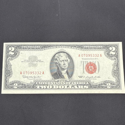 Paper Currency Bank Note USA Paper Money $2 Series 1963 Birthday 07/09/53