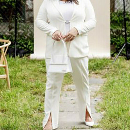 Danielle Bernstein Slit-Front Dress slacks Pants High Rise Cloud White 22W NWT