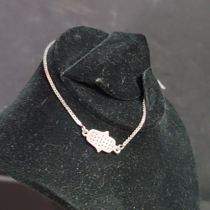Nordstrom Silver Pave Hamsa Hand Pendant Bracelet adjustable slide