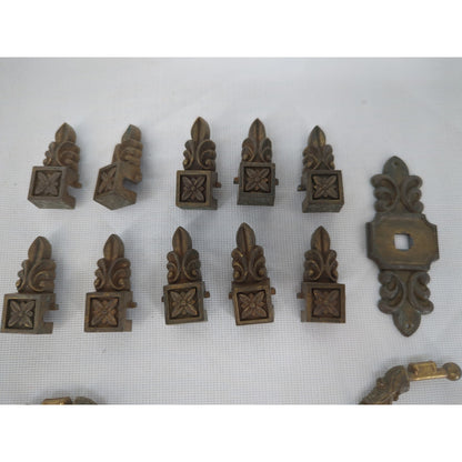 9 Pulls Brass Hardware Vintage Keeler Brass Co. Ornate Drop Pulls Dresser Lot