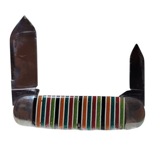 Case Classic XX 72050 Sunfish Elephant Toenail Knife Glitter Rainbow Stripe Fold