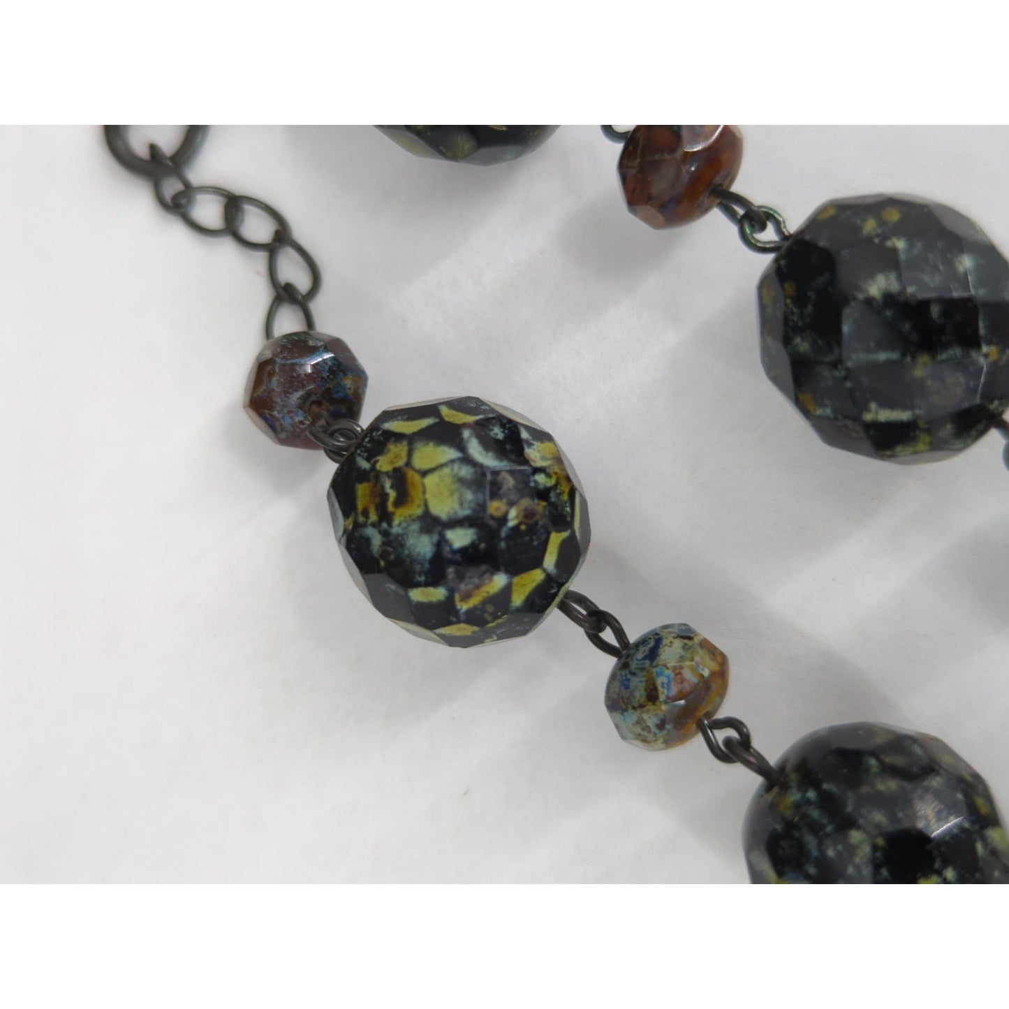 Vintage Large Swirl Bead Statement Necklace 1980s Retro Fashion Jewelry Choker