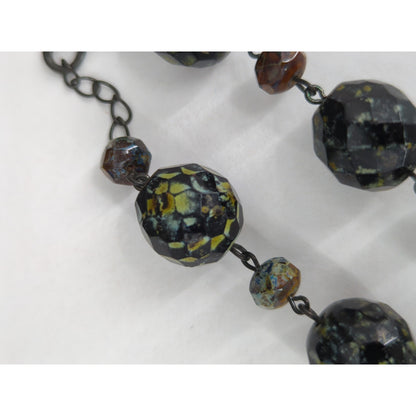 Vintage Large Swirl Bead Statement Necklace 1980s Retro Fashion Jewelry Choker