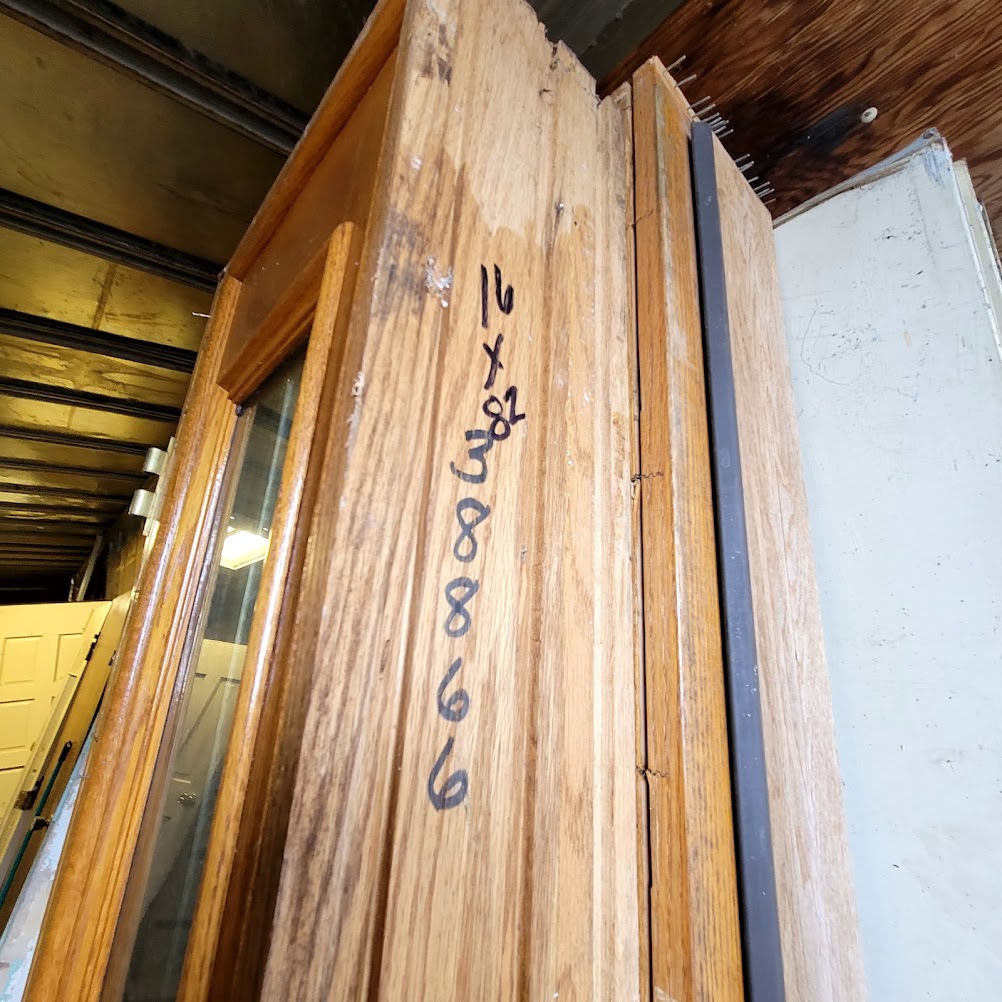 Pair of wood beveled glass sidelites 16" x 82" Used Architectural Salvage doors side
