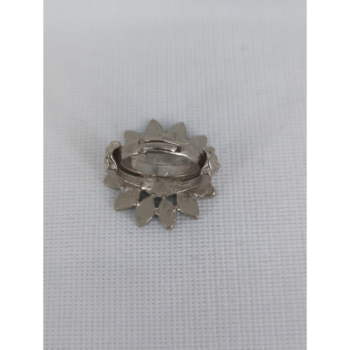 Vintage Silver Tone Enamel Sunflower Ring Boheme Bohemian Daisy Y2K Light Blue