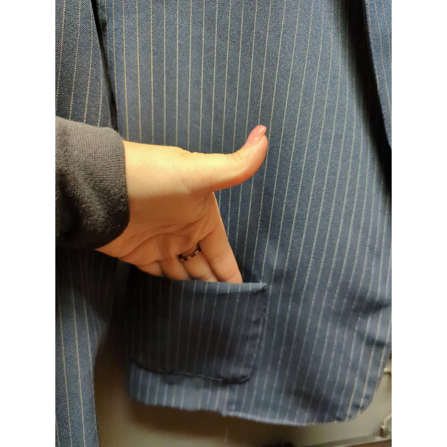 Vintage Blue Pinstripe Skirt Suit Set 90s Career Chic Plus Size 1X