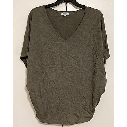 NWT Susina Slub Knit V-Neck Batwing Sleeve Pullover Top Sz Large in Grey Beluga