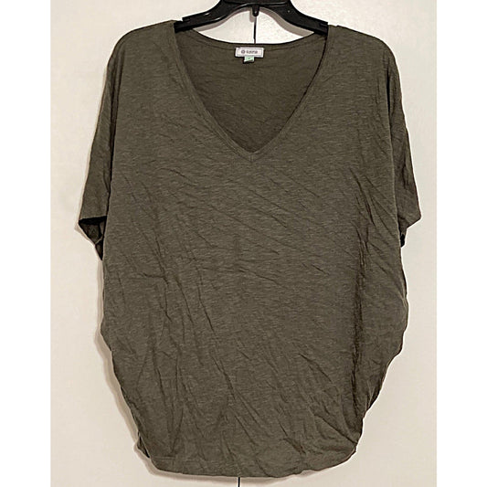 NWT Susina Slub Knit V-Neck Batwing Sleeve Pullover Top Sz Large in Grey Beluga