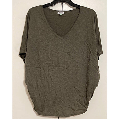 NWT Susina Slub Knit V-Neck Batwing Sleeve Pullover Top Sz Large in Grey Beluga