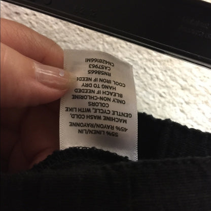 Caslon Linen Blend Black Cropped Pants with Raw Hem tie waist pockets NEW XS
