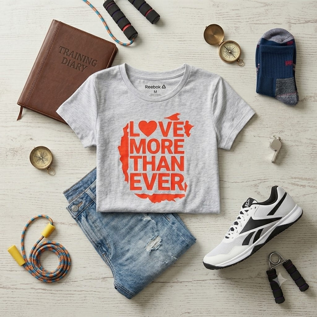 Reebok Girls Graphic Tee Love More Than Ever Athleisure Sport T-Shirt Medium