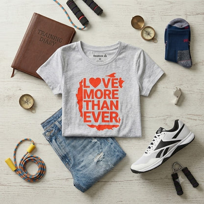 Reebok Girls Graphic Tee Love More Than Ever Athleisure Sport T-Shirt Medium