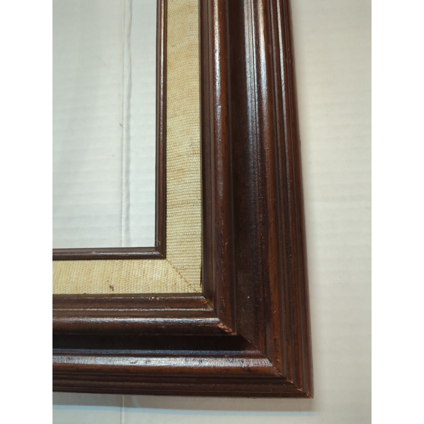 Vintage mahogany wood frame 16x20 linentex liner wall art mid-century Mexico