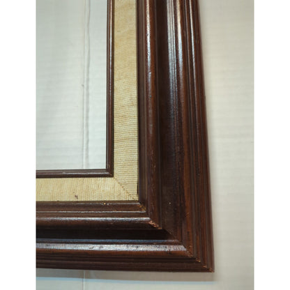 Vintage mahogany wood frame 16x20 linentex liner wall art mid-century Mexico