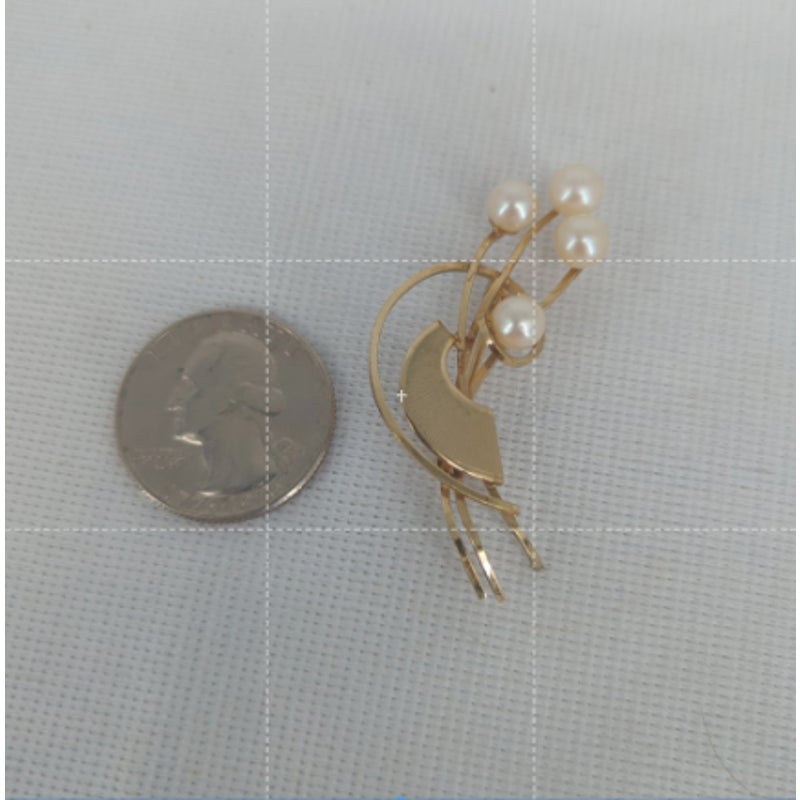 Vintage 12K Gold Filled Faux Pearl Screw Back Earrings and Matching Brooch Set