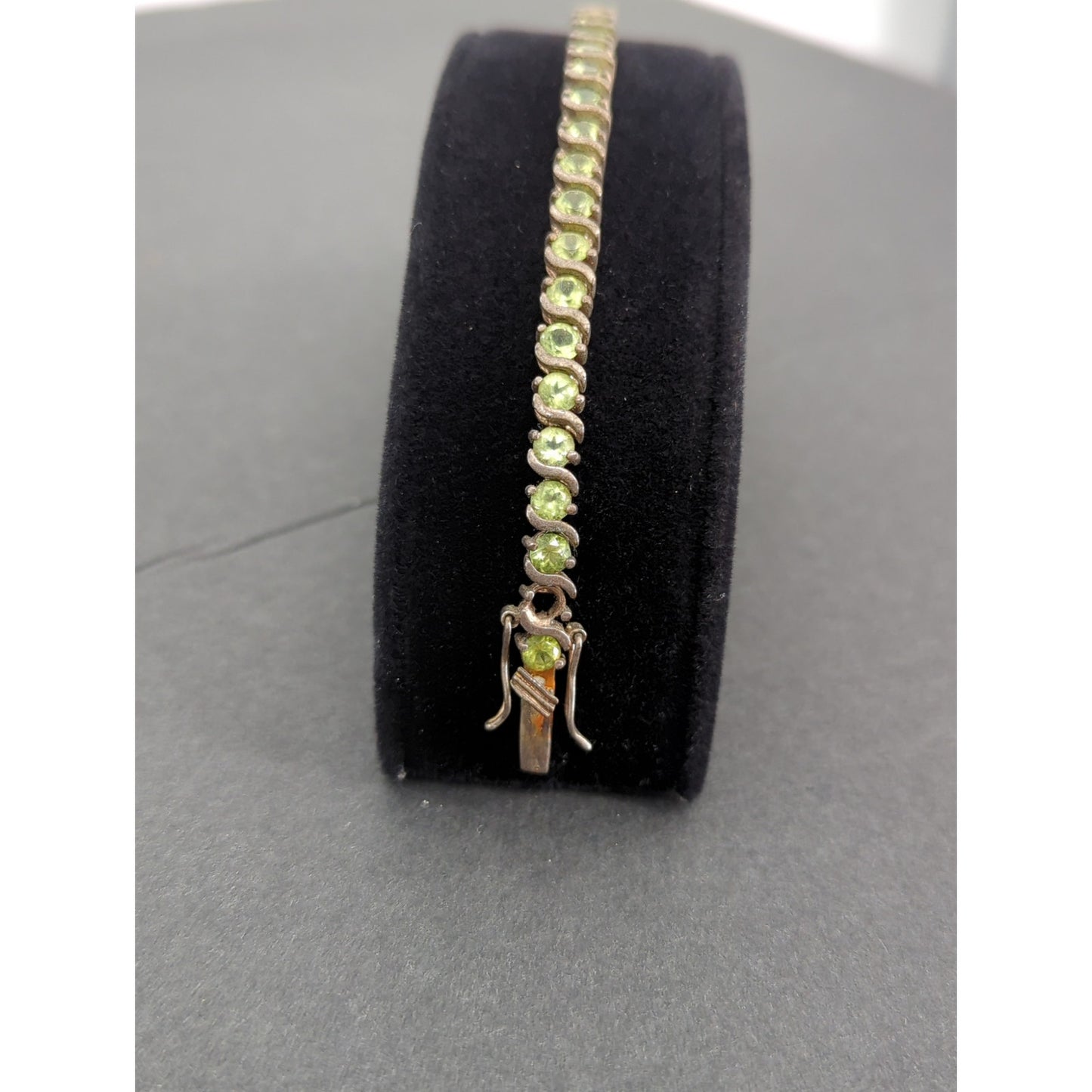 Vintage BRACELET FAB Sterling Silver 925 Tennis bracelet Peridot Green Stones