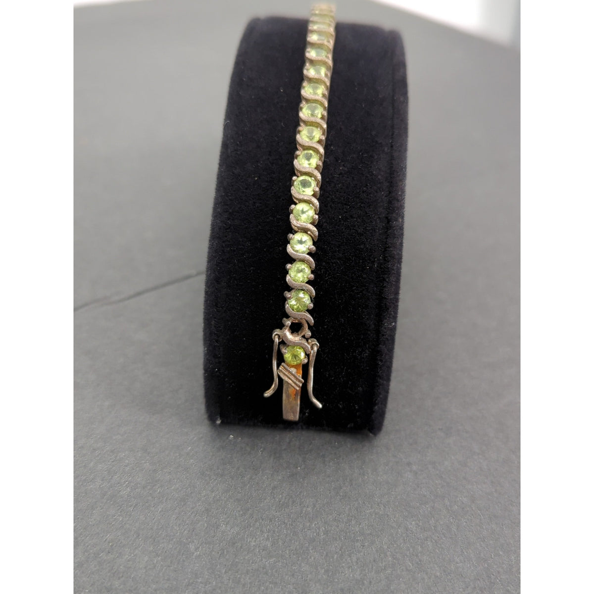 Vintage BRACELET FAB Sterling Silver 925 Tennis bracelet Peridot Green Stones