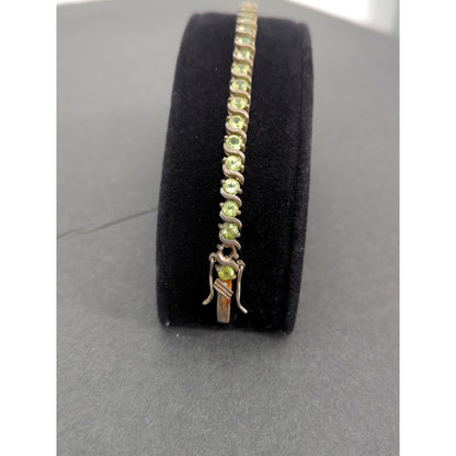 Vintage BRACELET FAB Sterling Silver 925 Tennis bracelet Peridot Green Stones