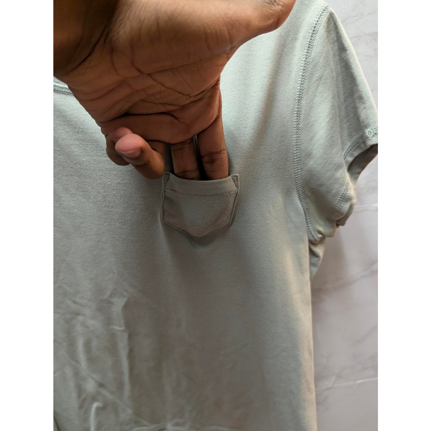 Ruff Hewn Pocket Knit Tee Womens Medium Sage Green Crew Neck Short Sleeve T-Shirt
